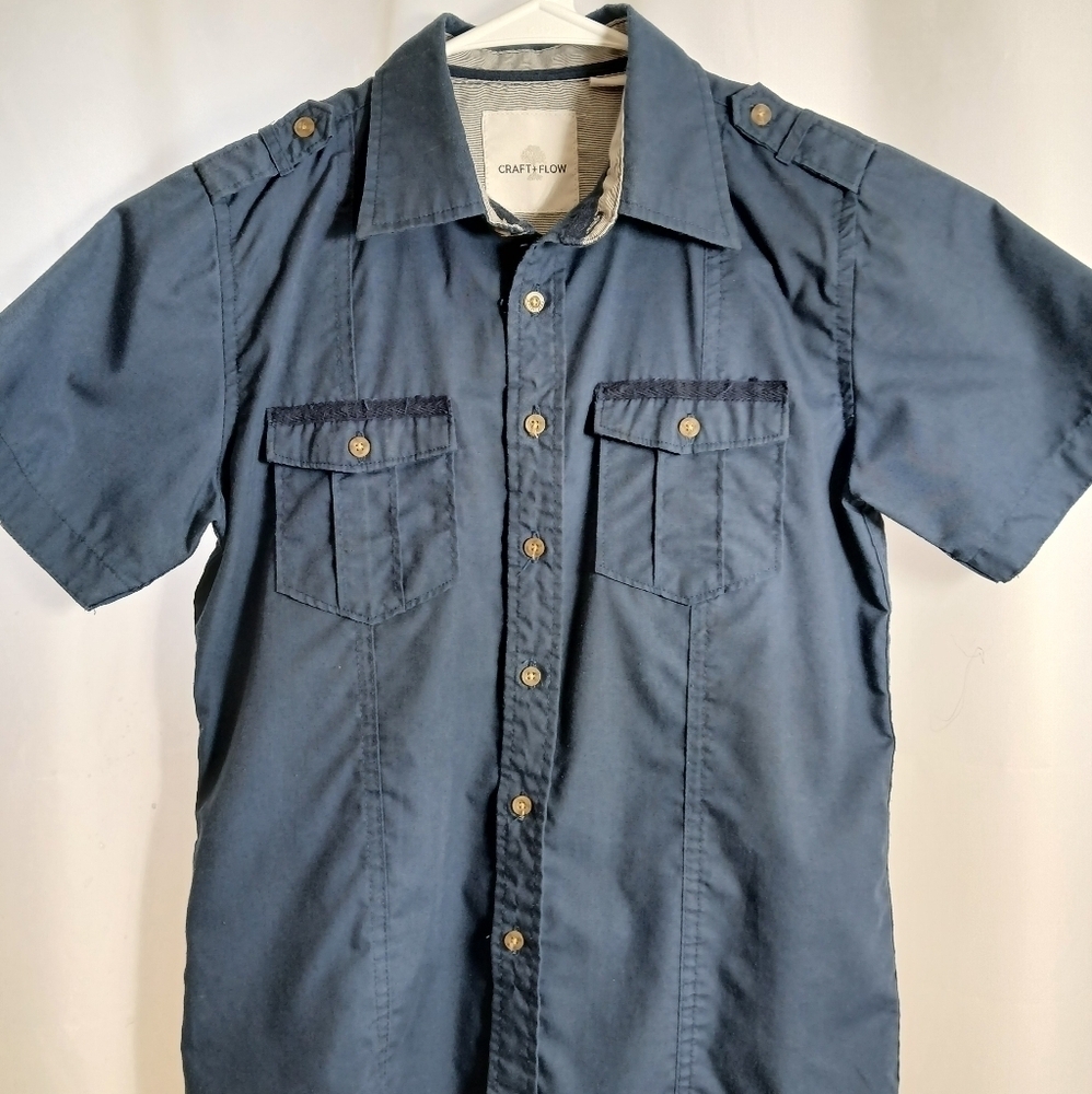 Boys Croft & Flow Big Boy Blue Button Down Collar Shirt Size 8 Small